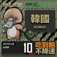 在飛比找momo購物網優惠-【鴨嘴獸 旅遊網卡】韓國eSIM 10日吃到飽 高流量網卡(