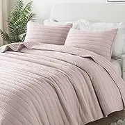 ROARINGWILD Pink Queen Size Quilt Bedding Sets with Pillow Shams, Full Lightweight Soft Bedspread Coverlet, Quilted Blanket Thin Comforter Bed Cover for All Season, 3 Pieces, 90x90 inches