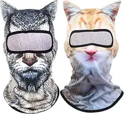 2Pcs Cat Ski Mask UV Protective Windproof Cuet 3D Black Cat Face Mask with Ears for Bar, Music Festivals, Party, Ski, Outdoor Activities, Face