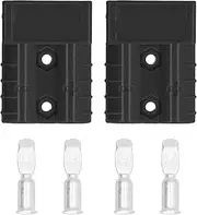 Respicefinem 2Pcs 50A 600V Black Battery Connector Lightweight Quick Disconnection Wire Harness Plug Kit with Silver Plated Copper Terminals and Polycarbonate Housing Suitable for (Black)