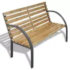 Outdoor Decor Garden Patio Deck Iron Frame Wooden Park Bench Chair Seat