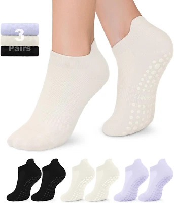 Pilates Yoga Socks with Grips for Women,Non-Slip Socks for Ballet Barefoot,Worko
