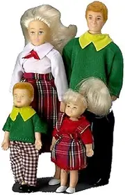 Dolls House Family of 4 People Mum Dad Little Girl & Boy Miniature 1:12 Scale