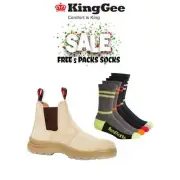 SUPER SALE! KingGee Mens Flinders Steel Safety Work Boots FREE 5Pack Sock K25180