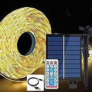 ZHHSUNY 2-in-1, Solar and USB Charging LED Strip Waterproof Lights Outdoor, 32.8ft/10m 260 LEDs, Lights for Garden Party Festival Decor&Christmas (Warm White)