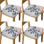 Chair Cover 4Pcs Printed Stretch Dining Chair Seat Covers Removable Seat Cushion Slipcovers Protector-Leaf Love
