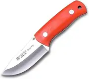 Skinning knife Joker "Erizo TS1" CN81, 7,5 cm blade of Böhler N695, Canvas handle Micarta Orange, black leather Sheath, Tool for fishing, camping and hiking