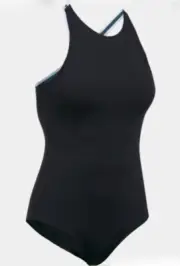 UNDER ARMOUR Misty Crossback Black Teal Blue White Dance Bodysuit NEW Womens XL