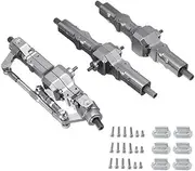 Car Front Rear Axle Set Upgrade Parts for WPL 1/10 D12 Metal Rear axle Drive Shaft Modification Upgrade Accessories Small Truck rc Accessories(Titanium B)