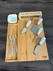 Bamboo Cheese Board and Knife Set - Charcuterie Board Set, 14 x 11 inch Cheese P