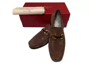 Salvatore Ferragamo Grandioso Gancini Bit Loafers Brown Suede NIB 8US 7UK 41EU