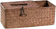 1pc Storage Box Rattan Tissue Holder Storage Baskets Basket with Lid Farmhouse Office Desk Decor Car Tissue Holder Wedding Decor Woven Baskets Car Decor Napkin Holder Straw Manual