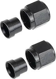 YSIL 6AN Female Hardline Tube Nut and Sleeve Fuel Hose Fitting Adapter for 3/8" OD Tubing Aluminum Alloy 2PCS