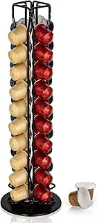 Coffee Capsules Holder Compatible with Nes-presso, Rotating Design, Coffe Storage Rack for 40 Pcs Pods Coffee Holder Stand,Ideal Coffee Pod Holder for Kitchen, Office, Canteen (Black)