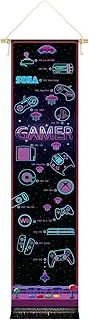 Large Scroll Picture for Gamer Fans | Computer Game Kakemono | Fluorescent Gamer Decoration | 33 x 130 cm