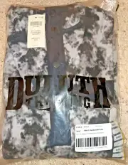 Duluth Trading Mens Doubleback Fleece Mock Pullover L Black/White Tie Dye New