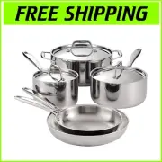Tri-Ply Clad Stainless Steel 8-Piece Cookware Set - Induction & Dishwasher Safe