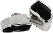 Compatible For BMW G01 X3 G02 X4 2019 2020 Stainless Steel Muffler Tip Black Plated Exhaust Tip Rectangle Tailpipe Exhaust System(Silver)