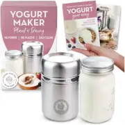 Plastic-Free Non-Electric Yogurt Maker with 1 Quart Glass Jar - Easy & Compact