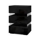 Artiss Bedside Table Side Unit RGB LED Lamp 3 Drawers Gloss Furniture Black