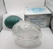 Vtg Avon Fostoria Crystal Egg Soap Dish and One Spring Lilacs Fragranced Soap