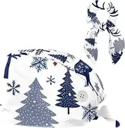 [CWAGFEQZ] Scrub Caps Women,Scrub Hats Suitable for Women,Snowflake Christmas Forest Deer