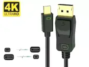 2m (6.56ft) Mini DisplayPort Male to DisplayPort Male Black Cable 4K@60Hz