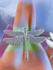 Silver-tone Dragonfly Napkin Rings Set Of 6