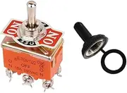 CZKE 15A 250V ON-Off ON-ON-Off-ON SPST SPDT DPDT Power Rocker Toggle Switch Waterproof Cap(1322S ON-Off-ON,Latching)