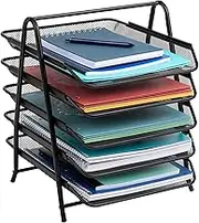 Mind Reader Desk Organizer with 5 Sliding Trays for Letters, Documents, Mail, Files, Paper, Black