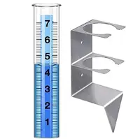Rain Gauge Outdoor, Portable Glass Rain Gauge with Stake, Freeze-Proof 8.38in Reusable Snow Gauge, Adjustable Height Detachable Rain Measuring Tool, for Yards, Lawns, Pathways, Gardens, and Patios