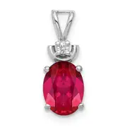 14k White Gold 8x6mm Oval Ruby A Diamond Pendant