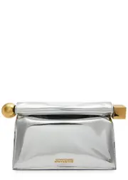 Jacquemus La Pochette Rond Carré Patent Leather Clutch - Silver One Size