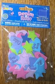 Darice Foamies Stars & Hearts W/Words Foam Friends Stickers Ages 3+ Denim Studio
