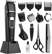 Professional Hair Clippers & Trimmer Set for Men - Waterproof Electric Razor for Nose, Body, Face & Mustache, Cordless Hair Clippers Shavers Grooming Kit