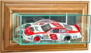 Car Display Case Walnut Glass Wall Diecast Nascar 1/24 Scale Collection Cabinet