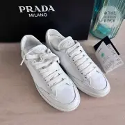 NEW Prada Nappa Re Nylon White Sneakers Low Top Sz 35