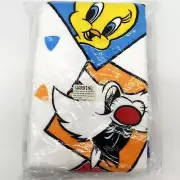 Loony Tunes Blanket Kids 45"x60" Familiar Faces Tweety-Sylvester-Daffy Vtg 1992