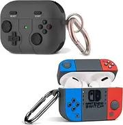 2 Pack for AirPods Pro 2nd Generation Case, Game Console Design Fashion Cool AirPods Pro 2 Case with Keychain for Men Women Soft Silicone Protective Cover Skin for Apple AirPods Pro 2nd Gen 2022
