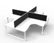 RAPIDLINE DELUXE LOOP LEG CORNER WORKSTATION With Screens 4 Person W1800 x W1500 x D750mm White Top White Quad Frame