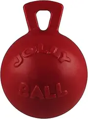 Jolly Pets Tug-n-Toss Heavy Duty Dog Toy Ball with Handle, 8 Inches/Large, Red (408 RD)