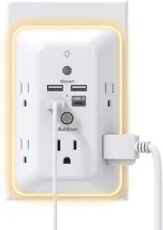 5-Outlet Splitter W/ 4 USB Ports (1 USB C) & Night Light Surge Protector