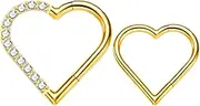 [VOJO] 2 Pcs G23 Titanium Heart Daith Piercing Jewelry Rook Tragus Clicker Ring Cartilage Earrings 16G