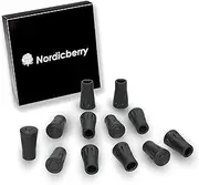 NORDICBERRY 12 Nordic Walking Pads for Asphalt, Stone or Terrain, 6 Pairs of Rubber Buffers, Suitable for All Standard Nordic Walking Poles