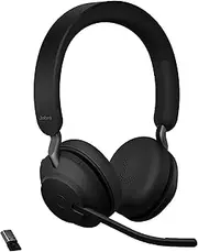 Jabra Evolve2 65 UC Wireless Headphones with Link380a, Stereo, Black – Wireless Bluetooth Headset for Calls and Music, 37 Hours of Battery Life, Passive Noise Cancelling Headphones