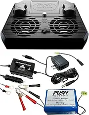 Push Industries 901.903 Vortex Universal Kennel & Crate Fan - Deluxe (Extra Battery & 12V DC Charger Included)