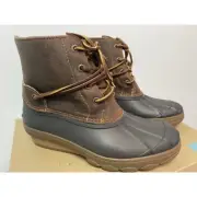 6 Sperry Top-Sider Women's Saltwater Wedge Brown Rainboots Duck Boots NIB