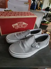 New Grey Vans Classic Slip-On Wild Dove True White Size Mens 7.5