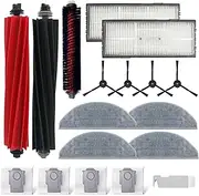 Accessories Kit for Xiaomi Roborock S8 Pro Ultra /S8 Docking,2 Roller Brush, 1 Self-Cleaning Brush,2 Hepa Filter, 4 Side Brush, 4 Mop Cloth,4 Dust Bags.1 Cleaning Brush(18PCS)