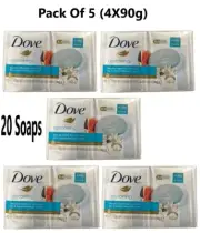 5 X DOVE RESTORING BEAUTY CREAM BAR SOAPS 4 X 90G EACH ( 20 Soaps)